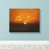 Toile Soleil Derrière les nuages I Orange Sunset Photo (Insitu (Plancher de Bois))