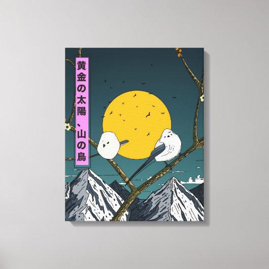 Toile Soleil doré, oiseaux de montagne (Recto)