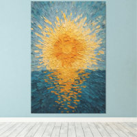 Soleil doré sur l'océan bleu Texturé Abstrait Mura