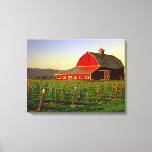 Toile Soleil du soir sur une grange dans le Skagit de Wa