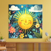 Toile Soleil joyeux sur jardin fleuri (Insitu(Salon))
