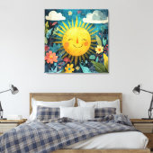 Toile Soleil joyeux sur jardin fleuri (Insitu(Chambre))
