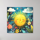 Toile Soleil joyeux sur jardin fleuri (Recto)