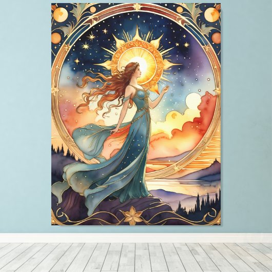 Toile soleil - tarot peinture originale inspirée (Insitu (Plancher de Bois))