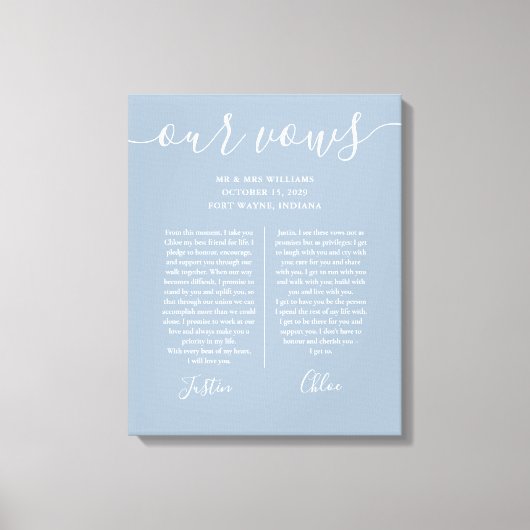 Toile Son Et Son Mariage Vows Dusty Blue Script (Recto)