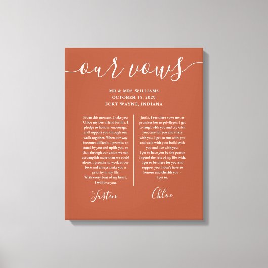 Toile Son Et Son Mariage Vows Terracotta Script (Recto)