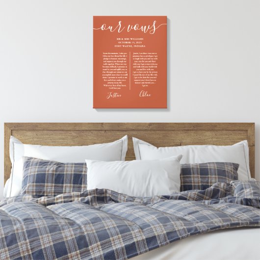 Toile Son Et Son Mariage Vows Terracotta Script (Insitu(Chambre))