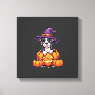 Toile Sorcière Citrouille Drôle Pitbull Chien Halloween