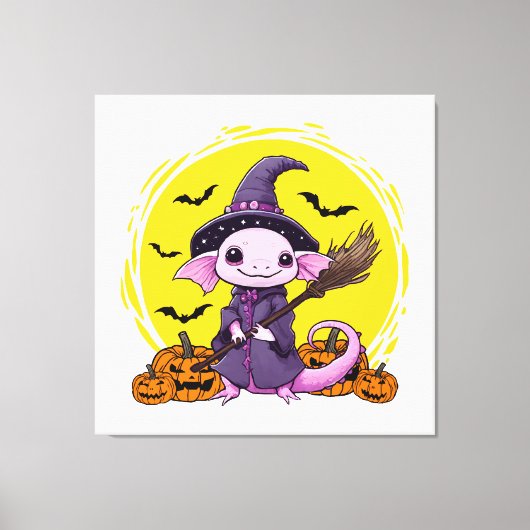 Toile Sorcière d'Halloween Axolotl Mignon (Recto)