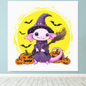 Toile Sorcière d'Halloween Axolotl Mignon (Insitu (Plancher de Bois))