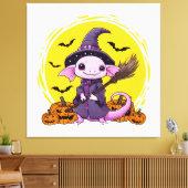 Toile Sorcière d'Halloween Axolotl Mignon (Insitu(Salon))