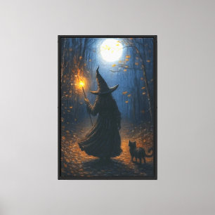 Toile Sorcière marche dans la forêt