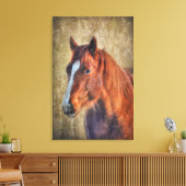 Toile Sorrel Horse Portrait sur Rustic Grunge effet (Insitu(Salon))