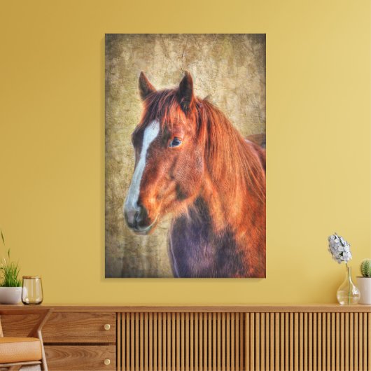 Toile Sorrel Horse Portrait sur Rustic Grunge effet (Insitu(Salon))