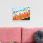 Toile Sorrento Italie Bleu Orange Beach Cabanes (Insitu(Salon))