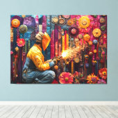 Toile Soudage dynamique - Souder en Floral Industrial (Insitu (Plancher de Bois))