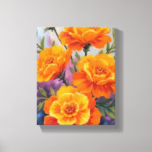 Toile Soudeils orange Fleur d'octobre Aquarelle