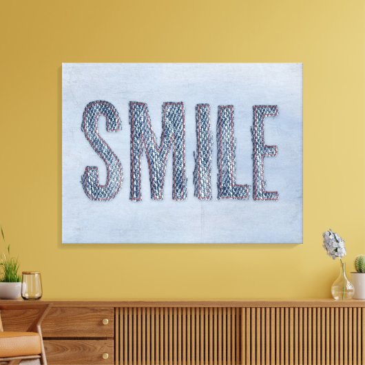 Toile sourire en jean bleu (Insitu(Salon))