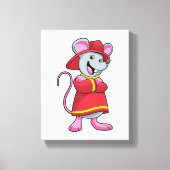 Toile Souris comme pompier avec casque (Recto)