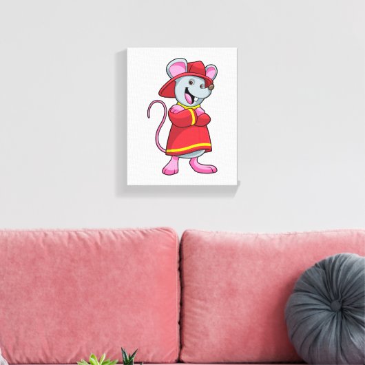 Toile Souris comme pompier avec casque (Insitu(Salon))