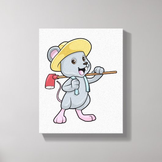 Toile Souris en fermier avec Ax et Casquette (Recto)