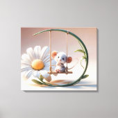 Toile Souris Whimsical sur une aile de marguerite (Recto)