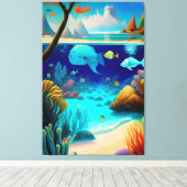 Toile Sous l'eau, Vie marine, Poisson Décor Mur Océan (Insitu (Plancher de Bois))