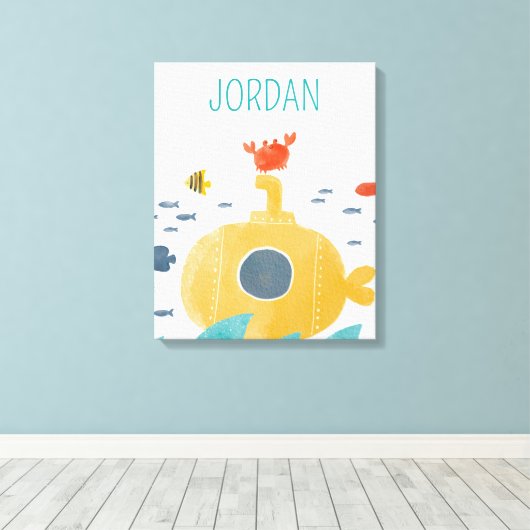 Toile Sous-marin à doodle mignon | Explorer (Insitu (Plancher de Bois))