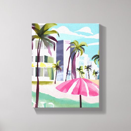 Toile South Beach Shore | Aquarelle Miami Floride (Recto)