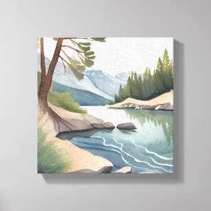Toile South Lake Tahoe Paysage à l'aquarelle