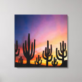 Toile Southwestern Desert Landscape Cactus Sunrise Image (Recto)