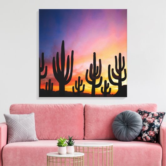 Toile Southwestern Desert Landscape Cactus Sunrise Image (Insitu(Salon))