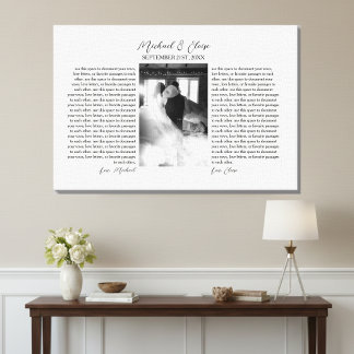 Toile Souvenir de voeux de mariage personnalisés