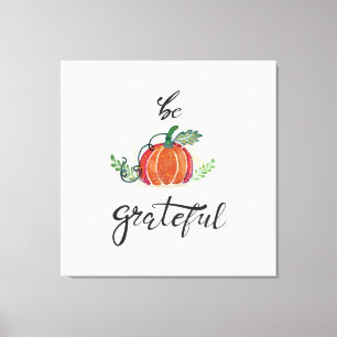 Toile Soyez reconnaissant Feuilles citrouilles aquarelle