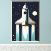 Toile Space Age Retro 50s Rocket Ship (Insitu (Plancher de Bois))