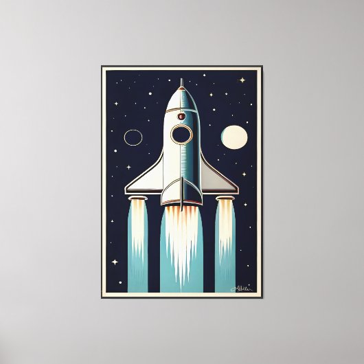 Toile Space Age Retro 50s Rocket Ship (Recto)