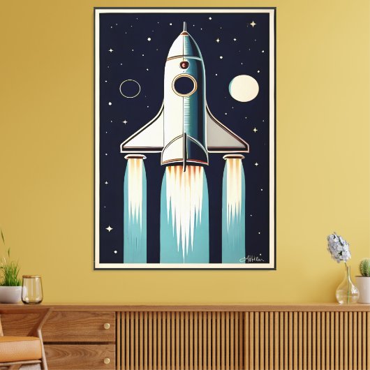 Toile Space Age Retro 50s Rocket Ship (Insitu(Salon))