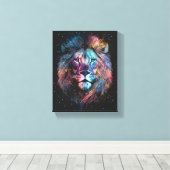 Toile Space Nebular Lion - Graffiti Neon Ink Splash (Insitu (Plancher de Bois))