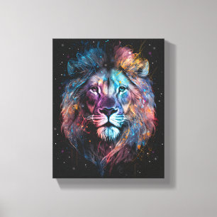 Toile Space Nebular Lion - Graffiti Neon Ink Splash