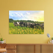 Toile Speckle Park Cattle Under Rain Show, Sunset Sky (Insitu(Salon))