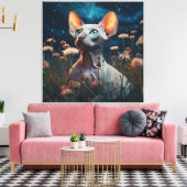 Toile Sphynx Cat Gazing Sky – Vibrant Floral Art (Insitu(Salon))