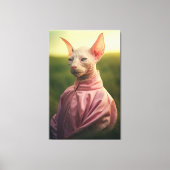 Toile Sphynx Cat in Outfit – Vibrant Nature Scene (Recto)