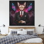 Toile Sphynx Mafia Cat in Neon Noir Style (Insitu(Chambre))