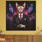 Toile Sphynx Mafia Cat in Neon Noir Style (Insitu(Salon))