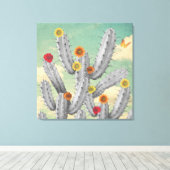 Toile Spiky Cactus Flowers Collage Art (Insitu (Plancher de Bois))