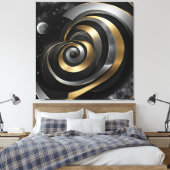 Toile Spirale cosmique dorée et argentée (Insitu(Chambre))