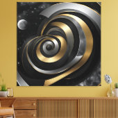 Toile Spirale cosmique dorée et argentée (Insitu(Salon))