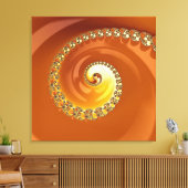 Toile Spirale fractale dégradé or orange abstrait (Insitu(Salon))