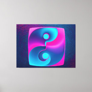 Toile Spiritualité rayonnante : Neon Yin Yang Rose & Ble