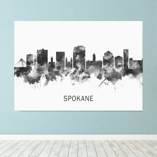 Toile Spokane Washington Skyline (Insitu (Plancher de Bois))